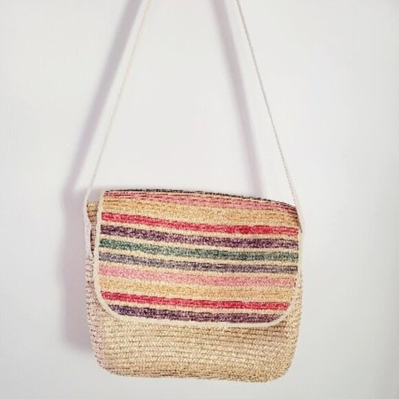 Koret Summer Stripe Straw Beach Tote Bag - Picture 1 of 7